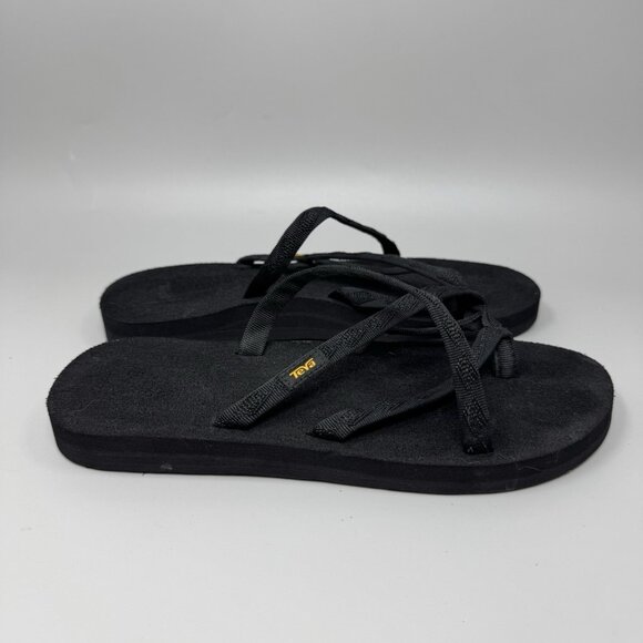 Teva Women's Olowahu Flip-Flop Size 9 US Black on Black Sandals Slip On 6840B - Picture 1 of 7